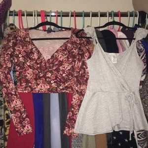 🌸 Frilly & Floral Bundle 🌸 Wrap-Around / Crossover Crop Top & Tank Top